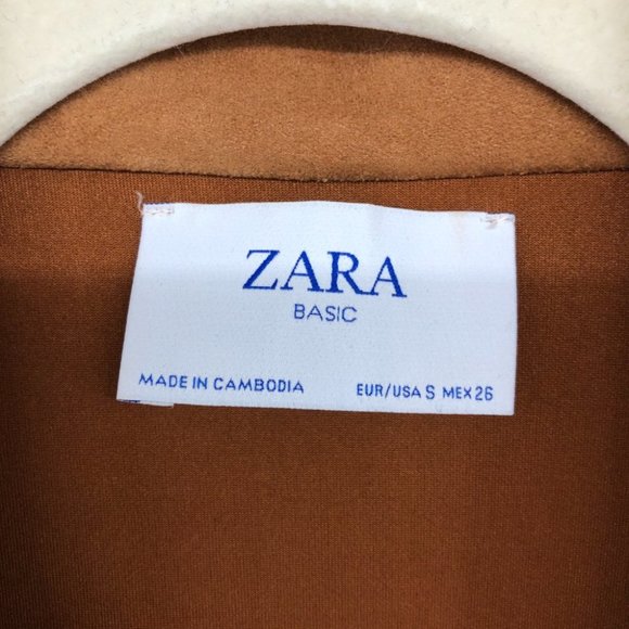 Zara Camel Brown Faux Suede Lightweight Midi Trench Coat EUC size S - Picture 7 of 16